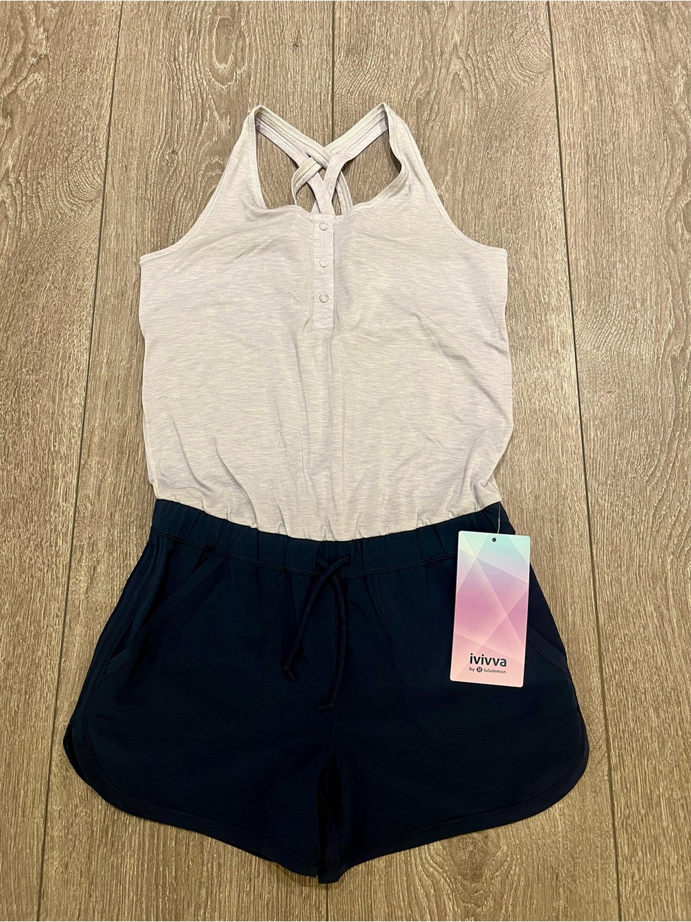 Ivivva Serene Heart Romper Gray Navy - Size 12